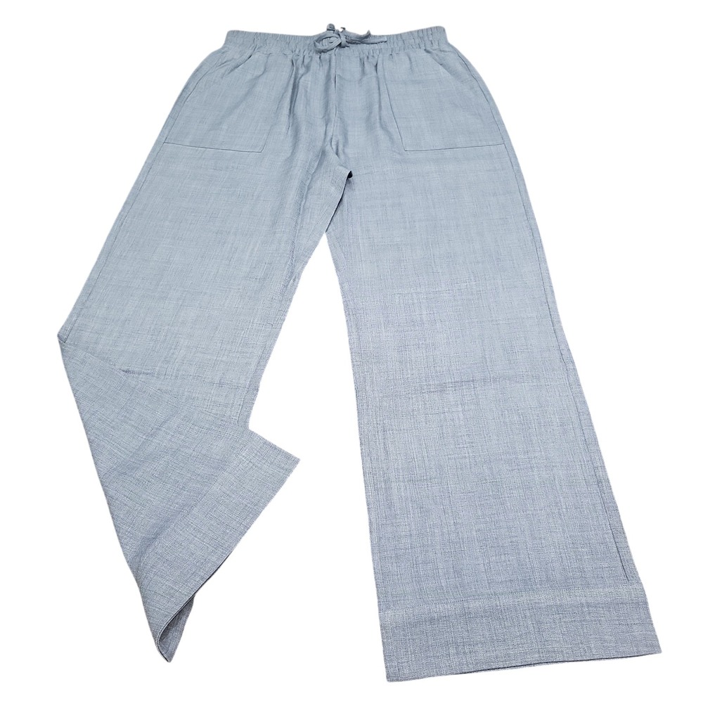 Indigo Thread Co Womens Blue Pull On Drawstring Wide Leg Ankle Pants Medium